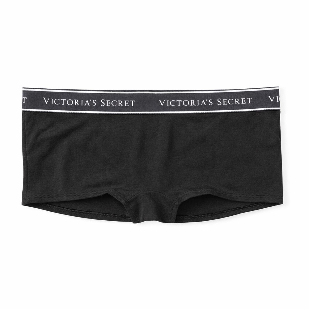 VICTORIA’S SECRET LOGO Cotton Boyshort Panty in Black!